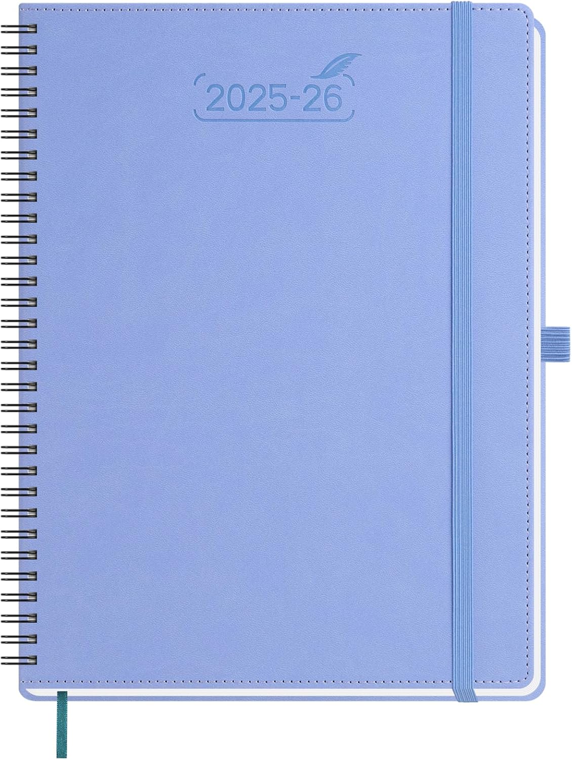 BEZEND Planner 2025-2026 Weekly and Monthly, 8.5" x 11" Academic Calendar (Jul 25-Dec 26) Vertical Daily Appointment with Hourly Timeslot & Monthly Tab, Spiral, PU Leather Softcover - Cornflower
