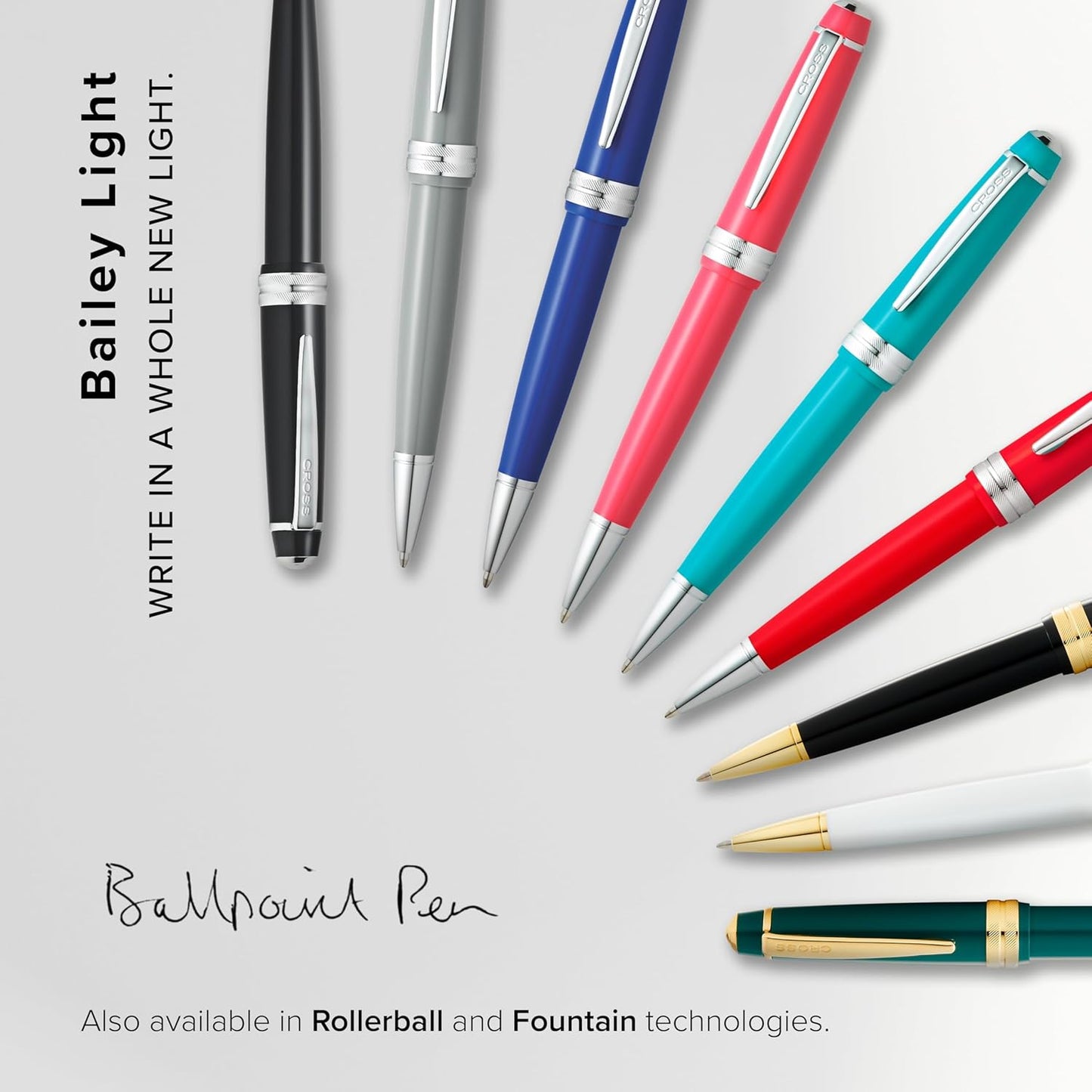 Cross Bailey Light Refillable Ballpoint Pen Presented in a Everyday Gift Box - Medium Point, Black Ink, Polished Burgundy