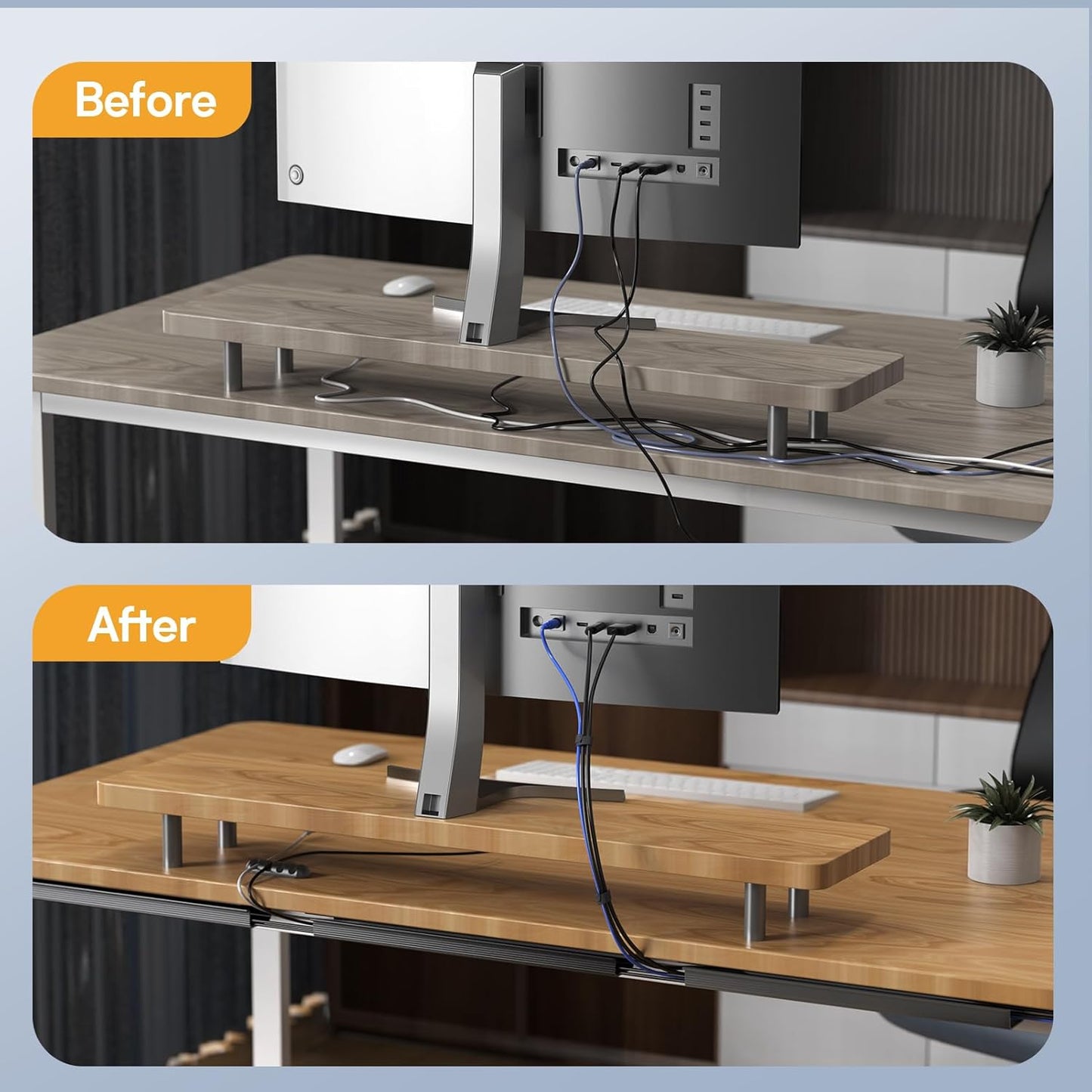 Delamu 157in Cable Management Under Desk, Safe & Tidy Under Desk Cable Management for Home & Office, Cord Organizer for Desks, Wire Organizer Kit,10 Pack Black