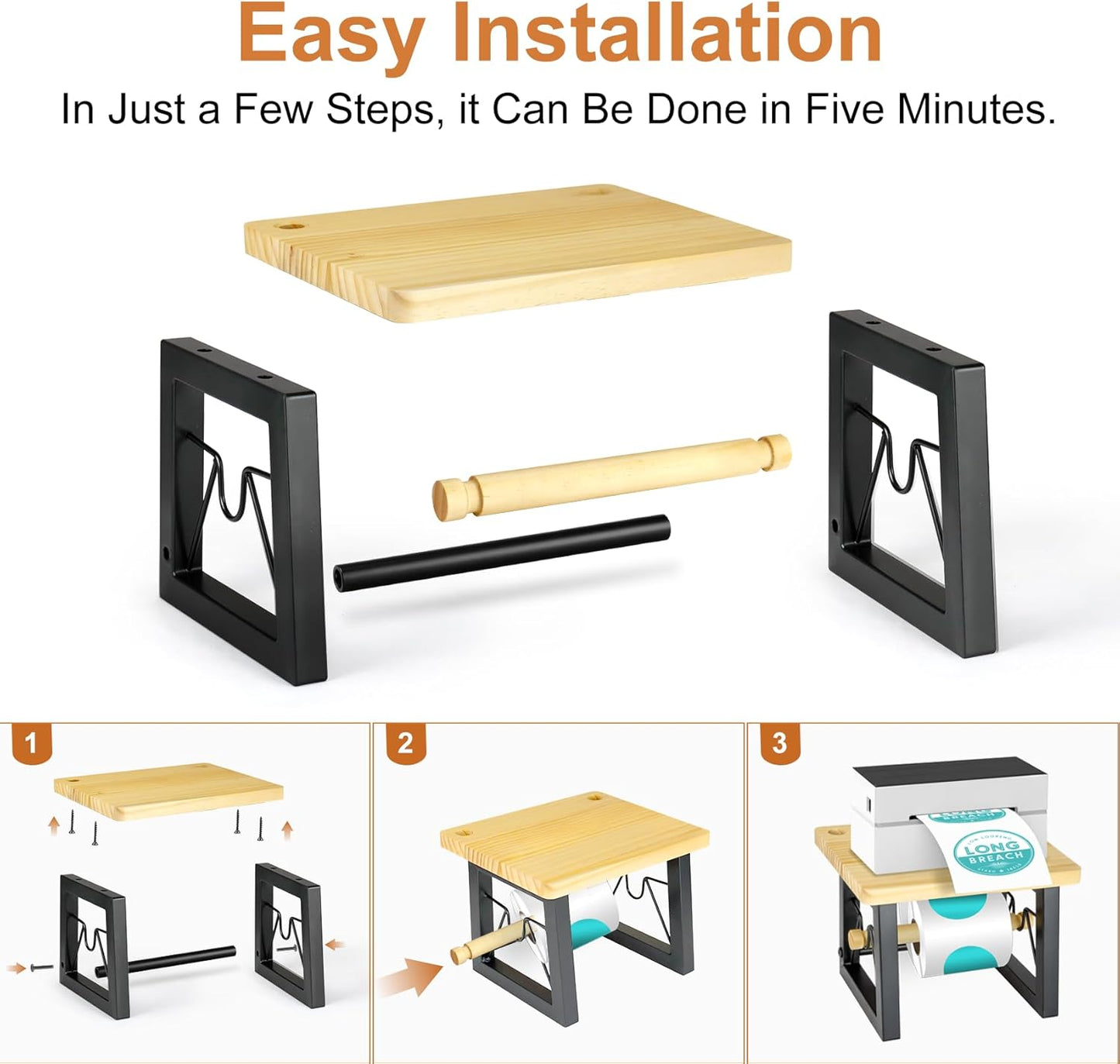 Label Holder for Rolls and Fanfold Labels, Thermal Label Holder Thermal Printer Stand Accessory for Desktop, Ecommerce, Small Business