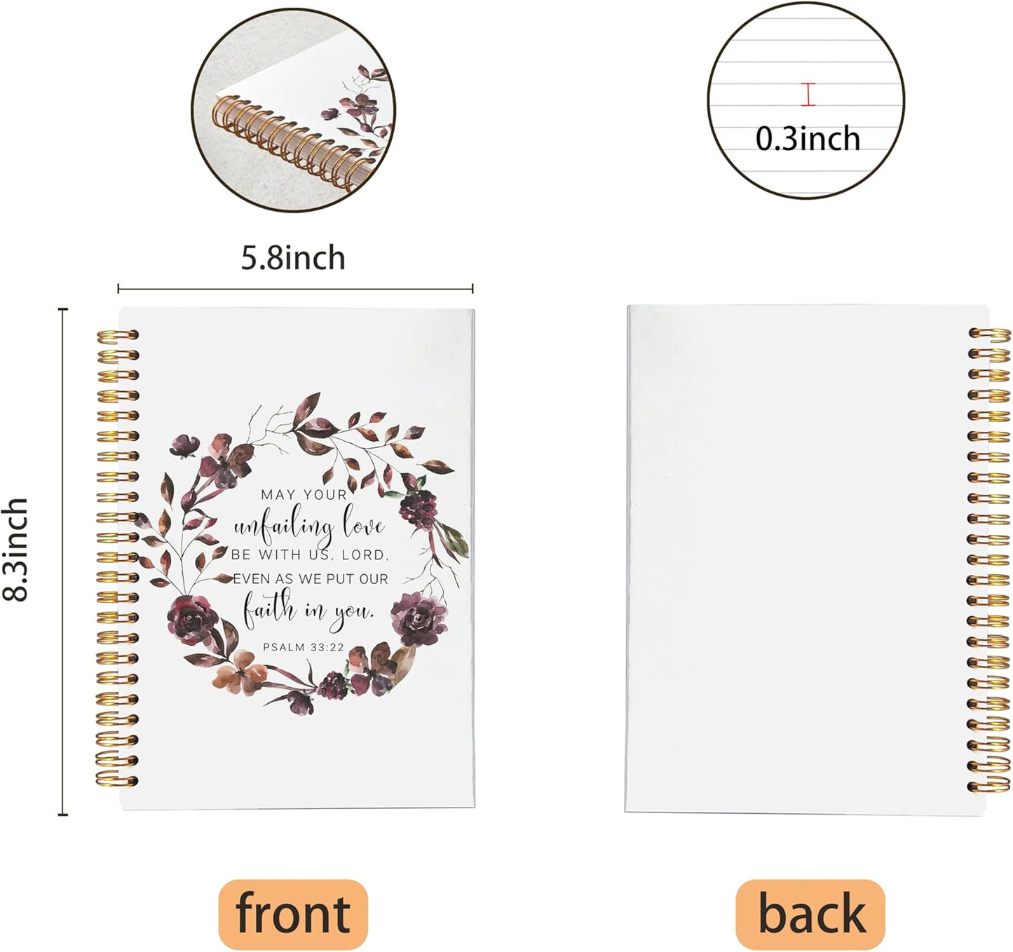 VNWEK Bible Christian Spiral Notebook Journal - Christian Notebook for Women, Christian Art Gifts, Bible Gifts, 5.5x8.3 Notebook Spiral Bound with Writing Pads