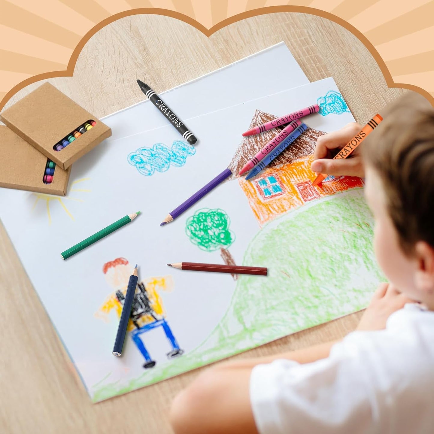 10 Sets Bulk Back to School Supplies, Colored Pencils Pre-Sharpened and Crayons Holiday Bundle in Box Mini Pencils Crayons Bulk Classroom Teacher Supplies, Cute Back to School Gifts