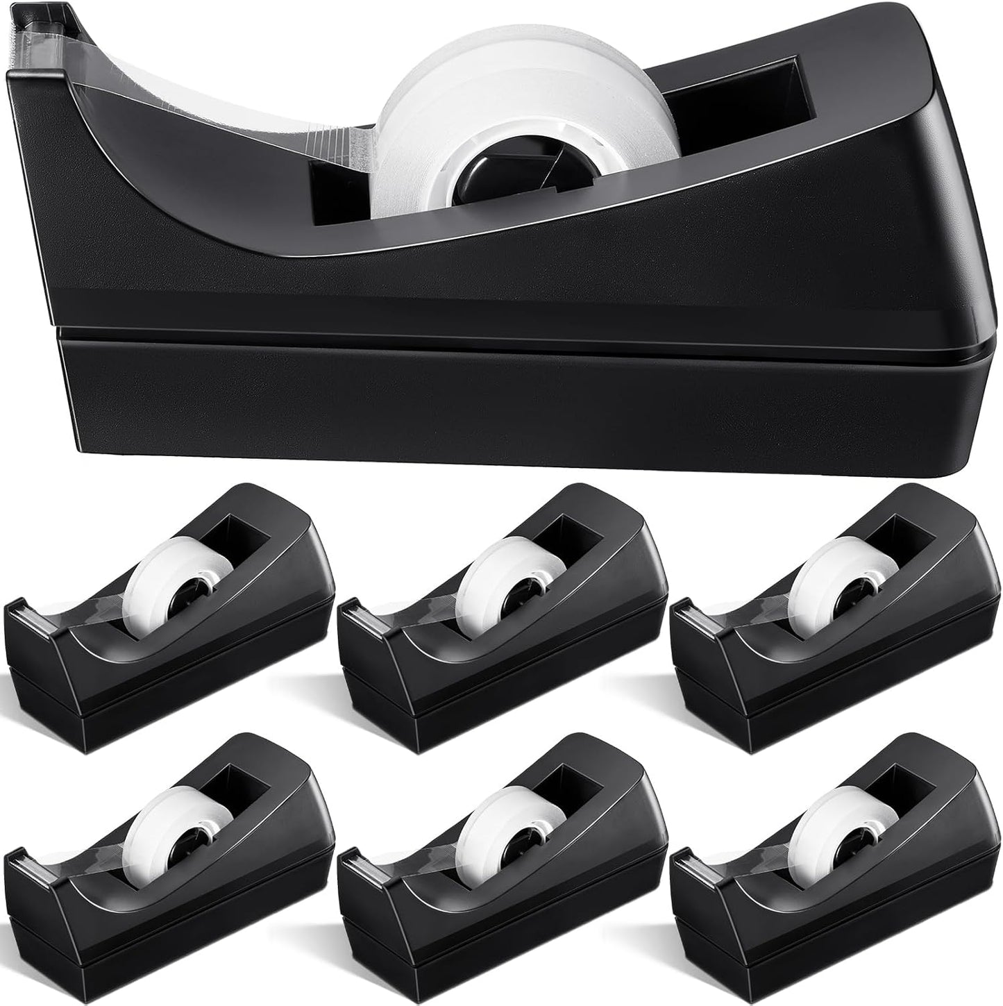 6 Pack Desktop Tape Dispenser Tape Roll Non Skid Base Tape Dispensers for Office Home School (Tape Not Included)