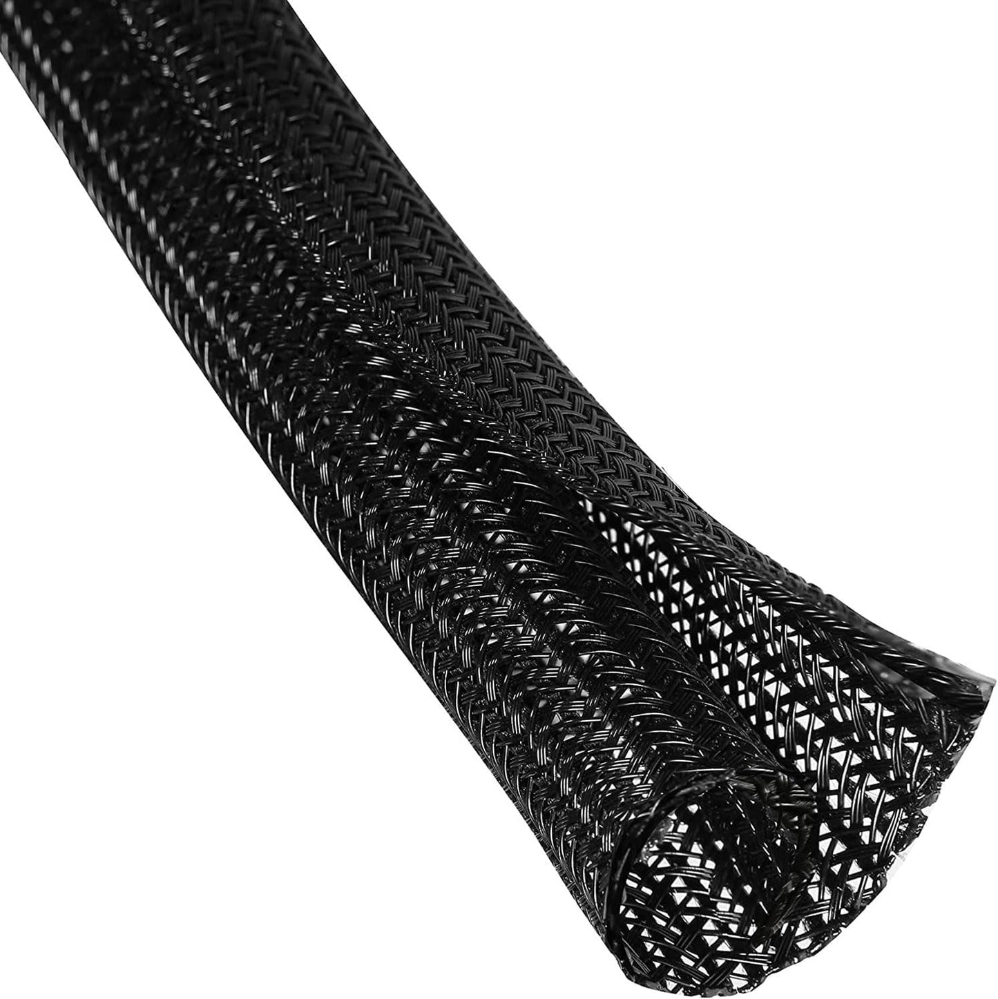 1/2" x100ft Cable Sleeve Organizer - Zippered Wire Cover for TV Computer Home Office, Flexible Cord Hider, Black