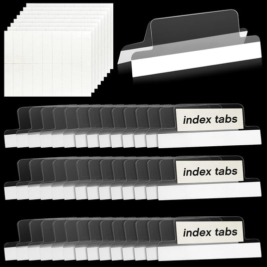 2 Inch Insertable Self-Adhesive Tabs with Printable Inserts with File Folder Labels Sticky Plastic Index Clear Divider Stick on File Self Adhesive for Book Page(100 Pieces)