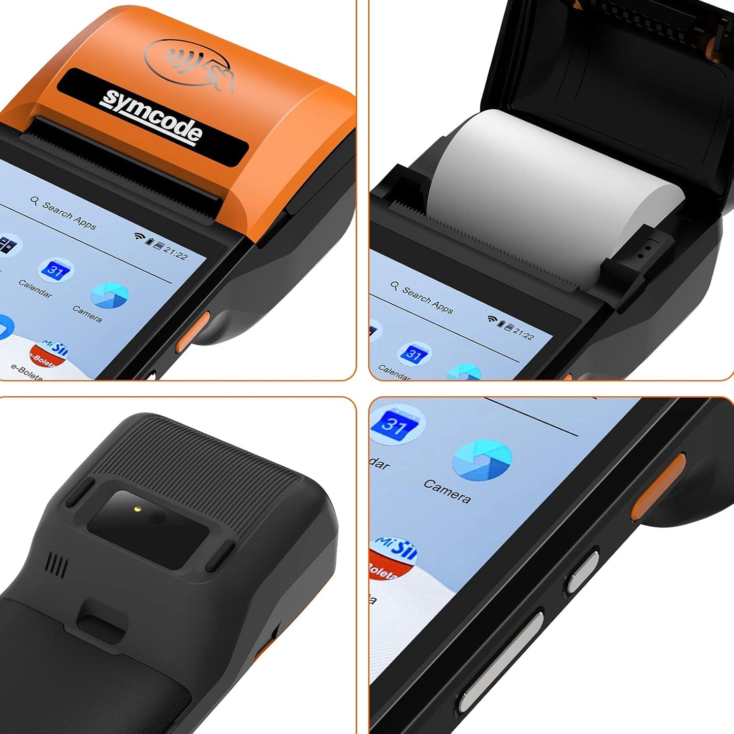 symcode New POS PDA Thermal Receipt Printer 5.99" High Resolution and Clear Touch Screen Handheld PDA Printer Mobile POS Machine Terminal Printer Android 8.1 OS Built-in Google Play and NFC