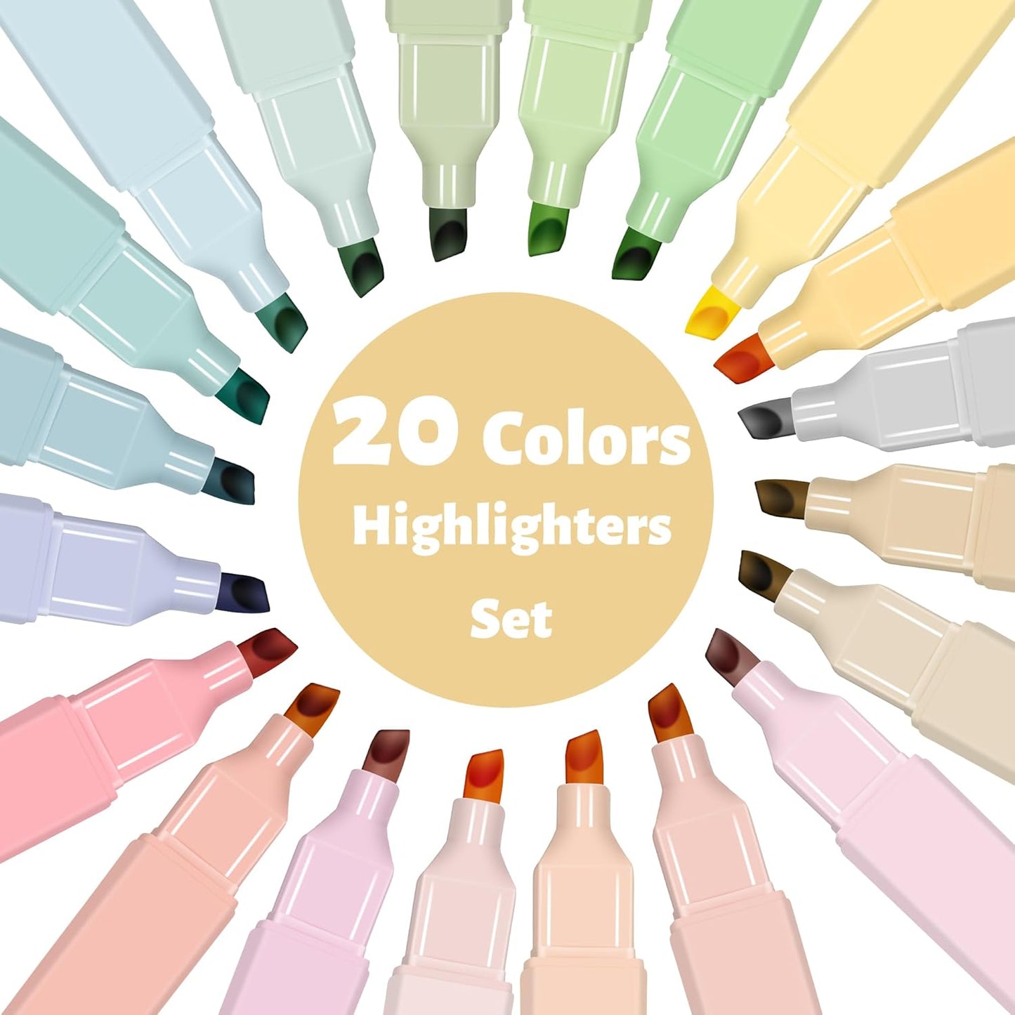 Highlighters,20Pcs Highlighters Assorted Colors,Chisel Tip Bible Pens,Pastel Markers for Journaling Planner Notes Graduation Gifts
