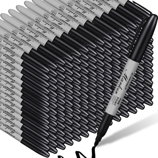 Thenshop 500 Pack Permanent Markers Bulk Black Permanent Marker Set Fine Point Pens Work on Wood, Metal, Stone, Glass