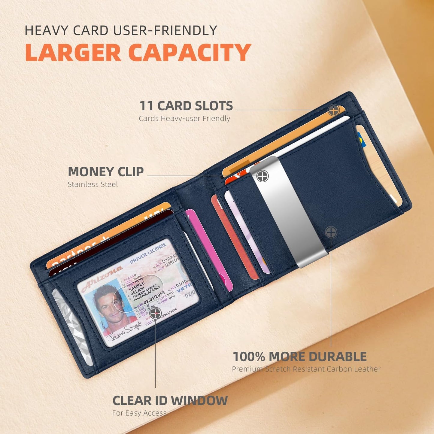 RUNBOX Slim Wallets for Men - Leather Money Clip Mens Wallet - RFID Blocking Front Pocket Bifold Wallet - Thin Credit Card Holder with Gift Box