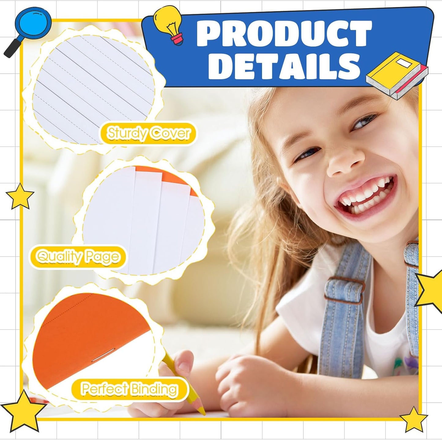 Henoyso 96 Pcs Primary Composition Notebook K-2 9 3/4 x 7 1/2 Inch Primary Journal, Back to School Supplies, Bulk Blank Writing Book for Kid to Write Draw Journal 60 Page Notebooks (Colorful)