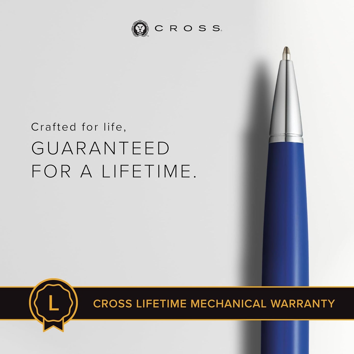 Cross Bailey Light Refillable Ballpoint Pen Presented in a Everyday Gift Box - Medium Point, Black Ink, Polished Blue