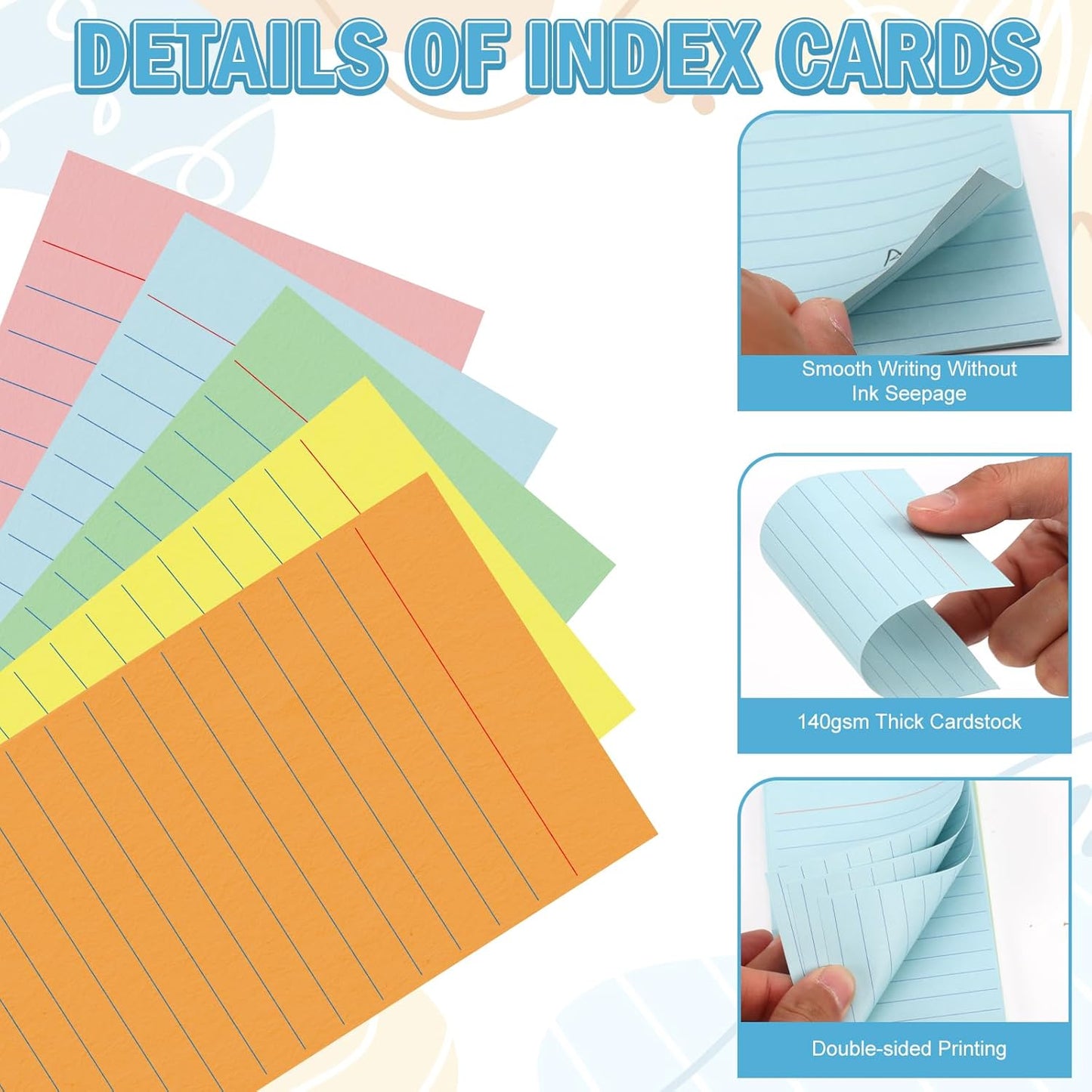 100 Pcs Colored Ruled Index Cards 3x5 Vertical Index Cards Notecards To Do List Cards Mini Memo Pad Daily to Do List Notepad Study Cards Double Sided Flashcards For Studying Note Taking