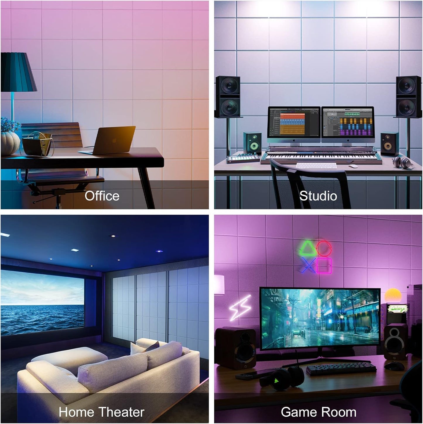 Sonicism 12 Pack Acoustic Wall Panels with Self-Adhesive, 12" X 12" X 0.4" Sound Proof Foam Panels, Decorative Soundproof Wall Panels, Sound Proof Absorbing Tiles for Home & Offices, White