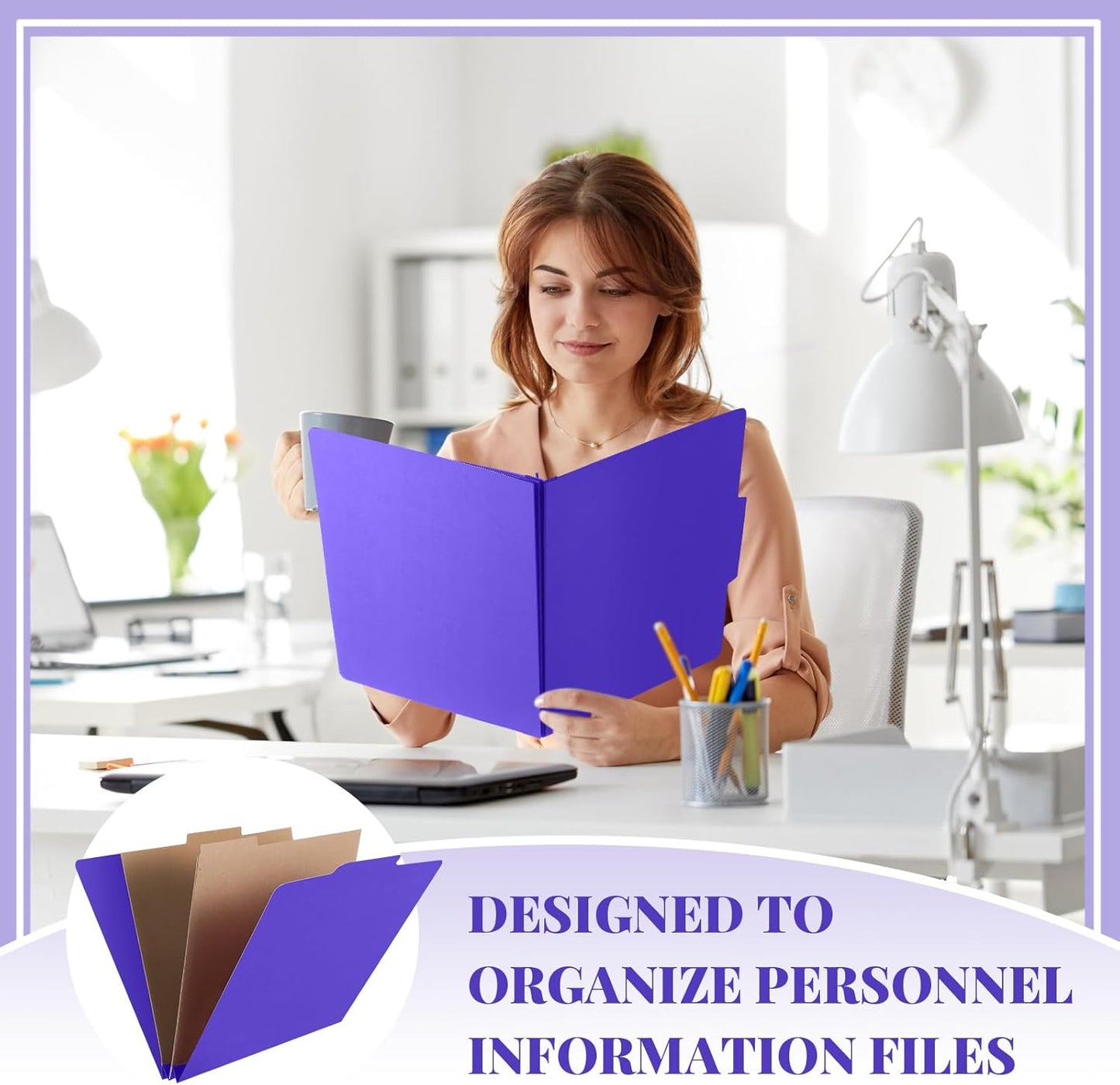 36 Pcs Classification Folders Letter Size, 2 Pocket Dividers Pressboard File Folder with Fasteners, Expanding File Organizer Bulk for Teachers, Clergy, Office, Church, Christmas (Purple)