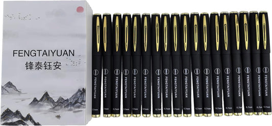Fengtaiyuan Gel Ink Roller Ball Pens, Black Ink, Fine Point 0.7mm, Comfortable Grip, Easy Hold, Writting Pens, Smooth, 18 Count (Black-0.7mm-07P18SS)