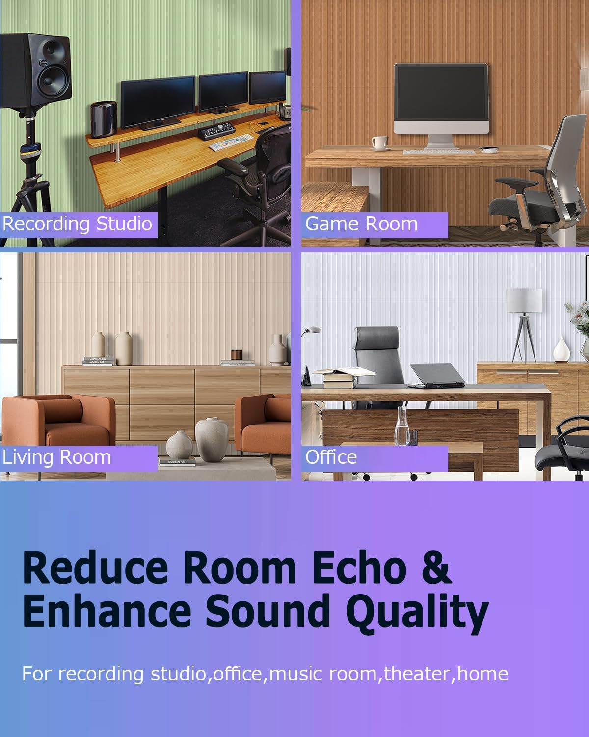 BUBOS 6 Pack Large Acoustic Panels,47.2"x11"3D Wave Pattern Acoustical Wall Panels,Self-Adhesive Sound Proof Panels for Walls,Decorative Soundproof Panels for Recording Studio&Office (White 01)