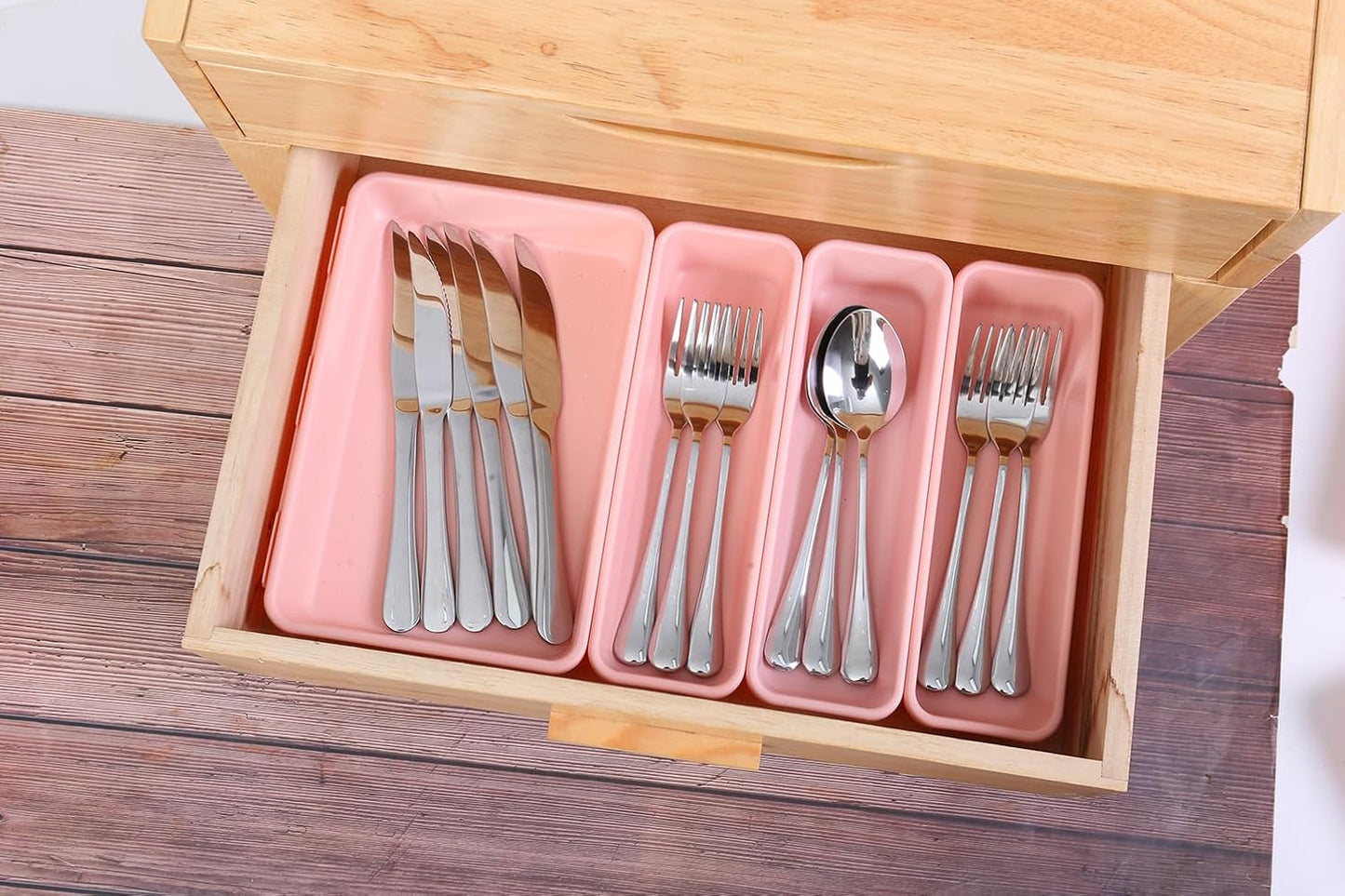 15 PCS Interlocking Desk Drawer Organizer Separator for Office,Bathroom,Kitchen,Makeup（Pink）