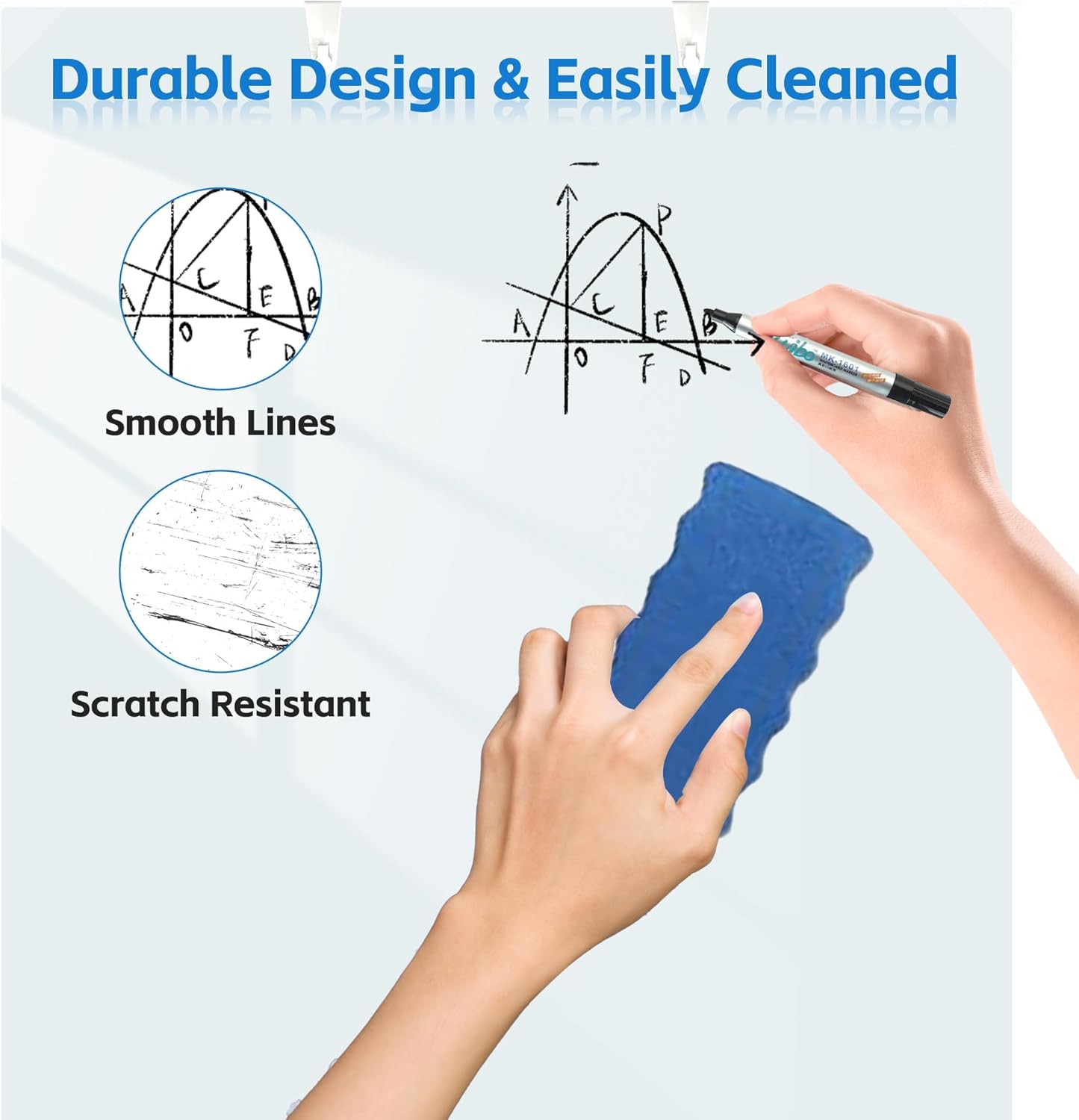 Rolling Magnetic Tempered Glass Whiteboard Frameless Dry Erase Board Wall Mounted Ideal for Office Classroom and Home Use Durable Whiteboard Glass Surface (28'' X 40'')