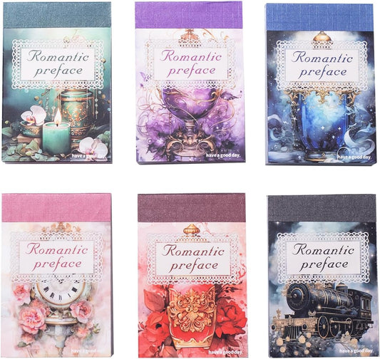 6Pcs Vintage Washi Sticker Book Set, Scrapbook Supplies for Junk Journals, DIY Crafts, and Aesthetic Decorations, with Storage Organizer