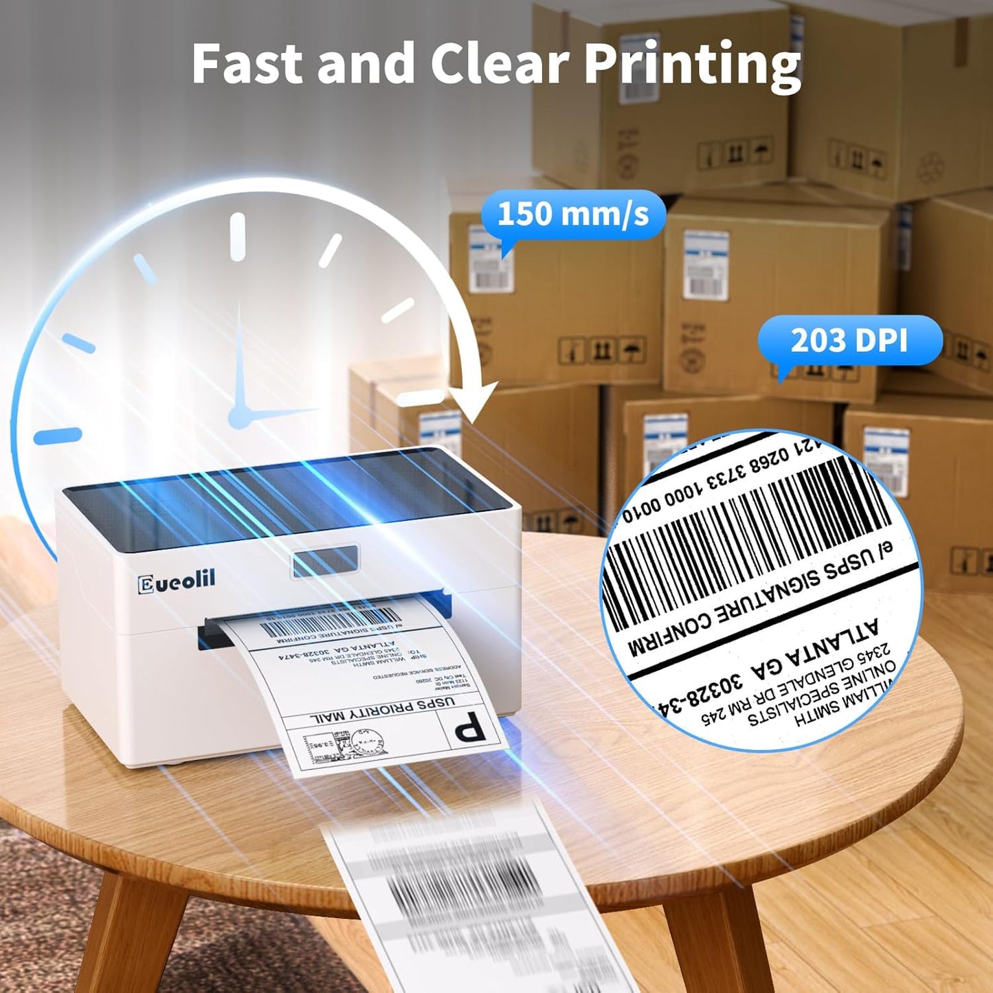 Bluetooth Shipping Thermal Label Printer, Portable 4×6 Label Makers for Small Business,Compatible with Android、iPhone、Windows＆Mac,Widely Used for Home＆Small Businesses and Office
