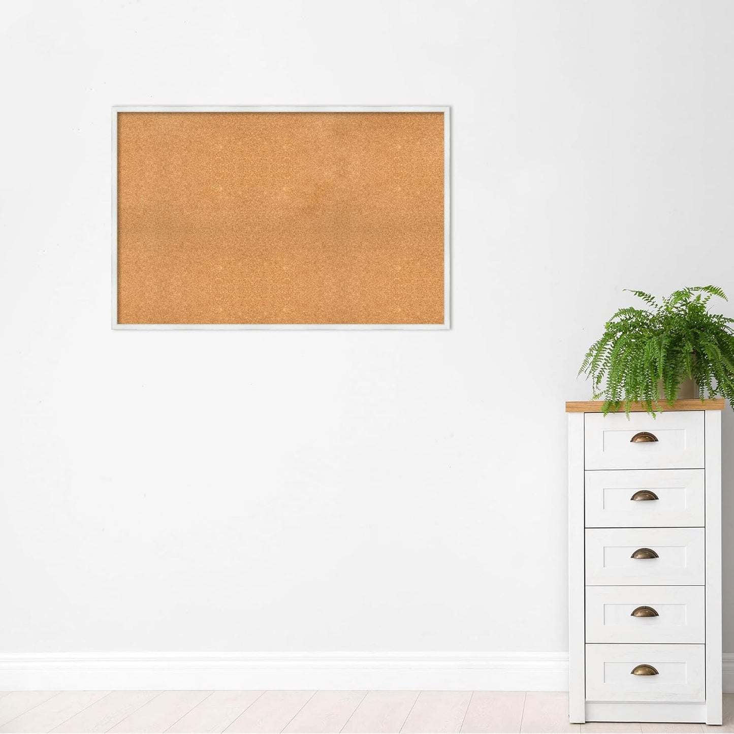 Amanti Art Natural Cork Board for Wall, 31x47 Vision Board with White Frame, Oversize Corkboard Office Decor for Home Organization, Country Rustic Corkboard Pinboard to Display Items for Home