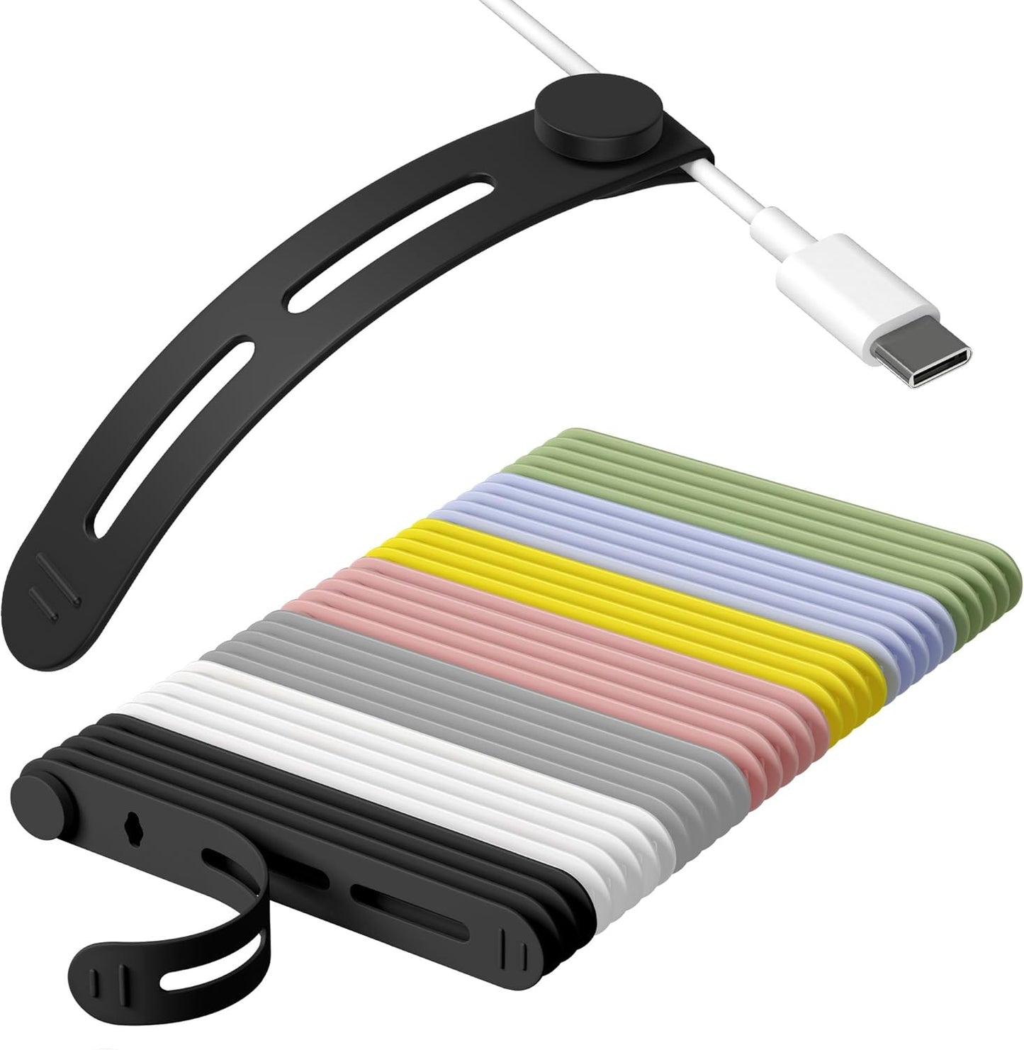 35Pcs Nearockle Reusable Cable Ties, Adjustable Silicone Cord Organizer Small Zip Ties for Charging Cords Earphone Computer Wire, Office Desk Cable Management Travel Accessories(Multi)