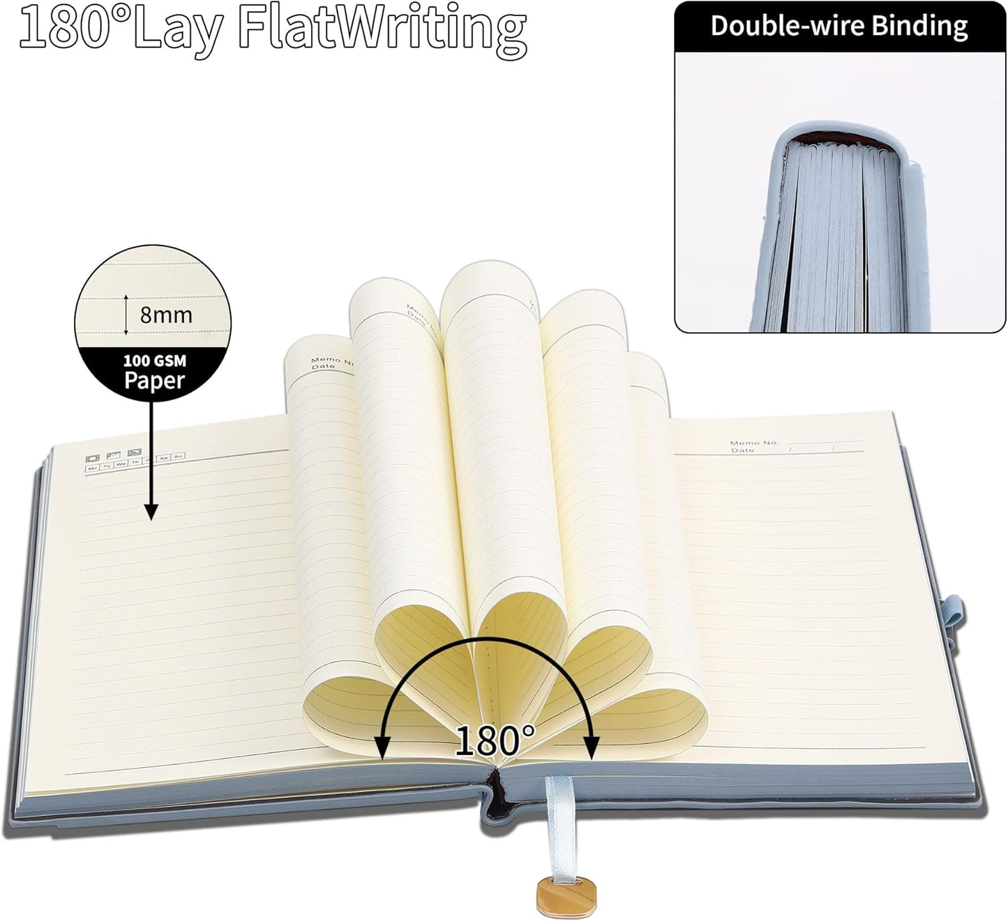 Textured Hardcover Lined Journal for Women Men Magnetic Buckle A5 Leather Journal Notebook with Gift Box 300 Pages 67 lb./100 gsm Paper College Ruled Journaling Notebook for Writing Work School Daily Diary