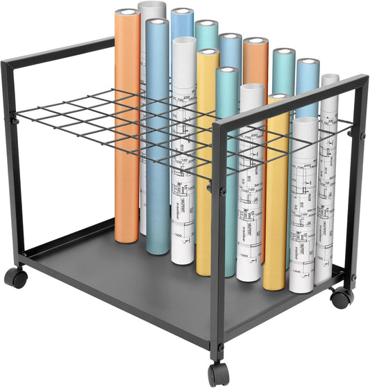 Blueprint Storage Rack 48 Slots Portable Architectural Plan Organizer with Wheels Blueprint File Storage Organizer Map Poster and Drawings Display Rack for Home, Office, School