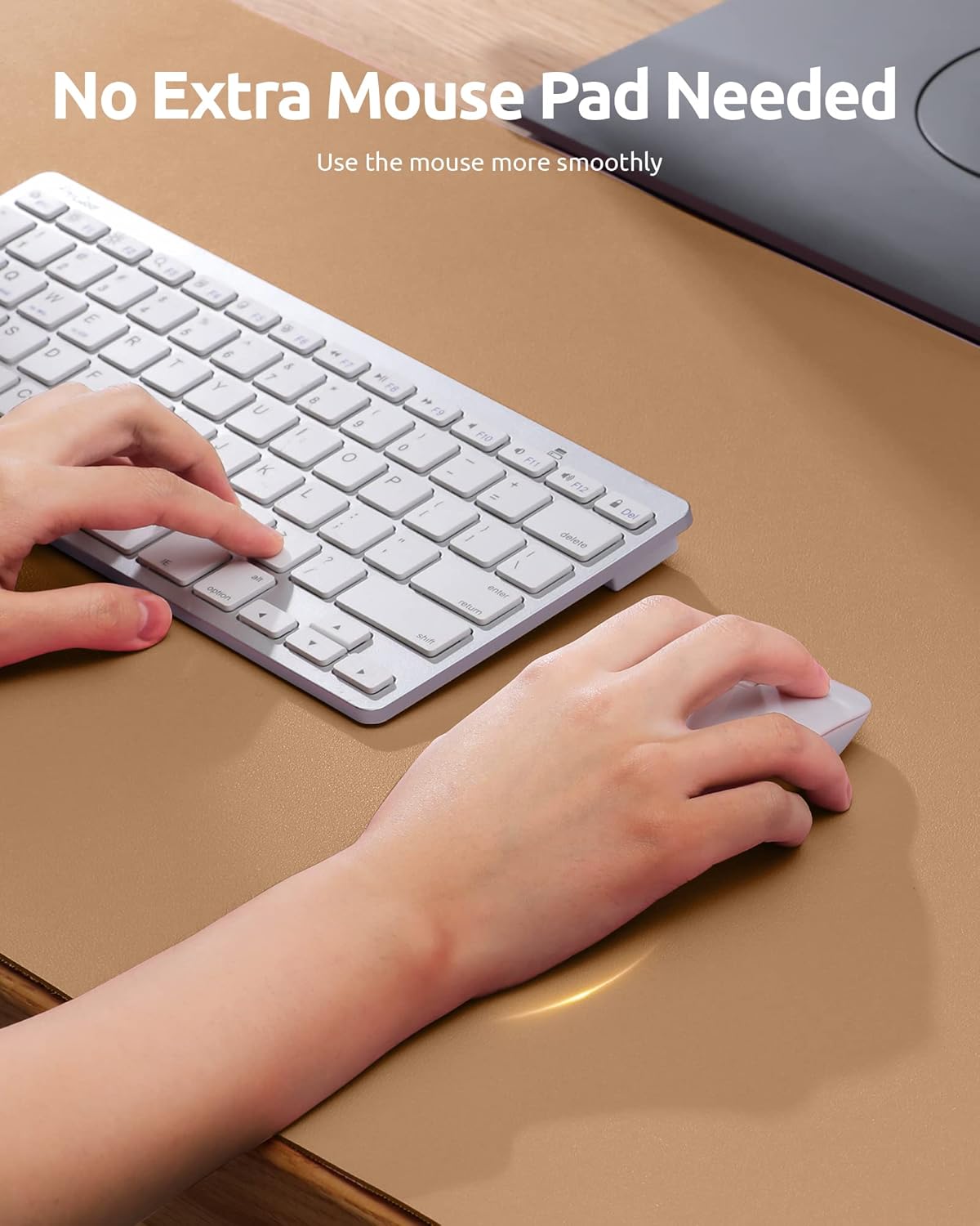 YSAGi Leather Desk Pad Protector, Office Mat, Large Mouse Pad, Non-Slip PU Blotter, Laptop Waterproof Writing for and Home (23.6" x 13.8", Khaki)