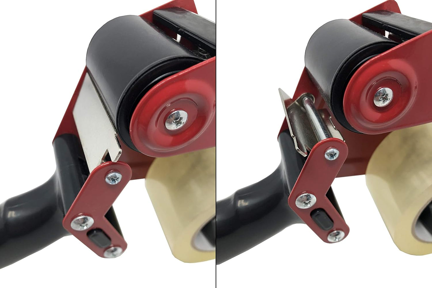 Clipco Premium Tape Dispenser Gun with Retractable Safety Blade and Tape Included (Pack of 3) (Red-Black)