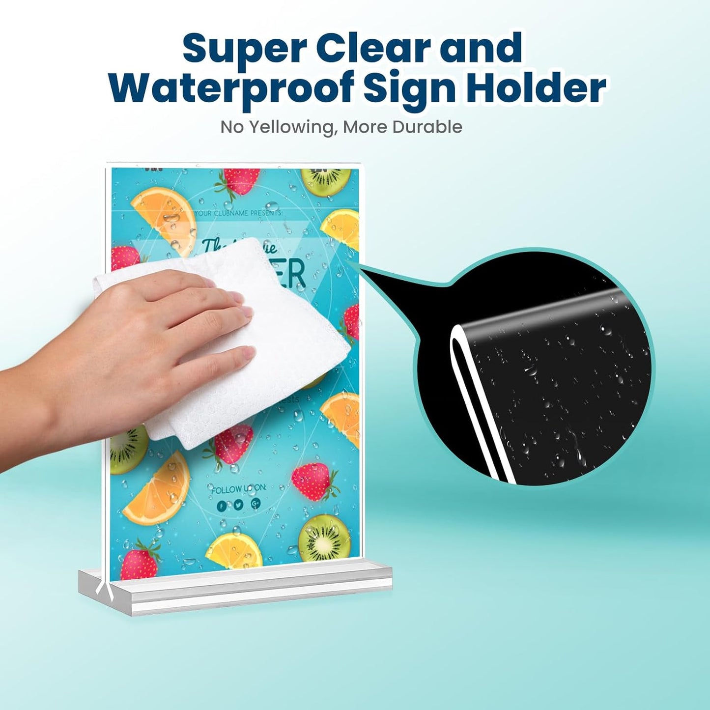 Acrylic Sign Holder, 5x7, 15 Pack Vertical Clear Table Menu Display, Double Sided, Plastic Stand, Suitable for Restaurants, Office, Store, Fair