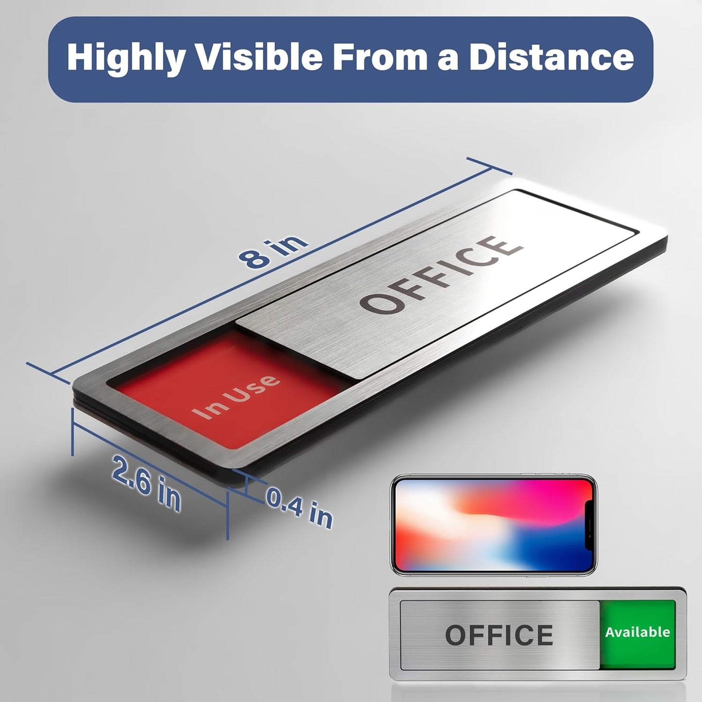 Conference Room Sliding Door Signs, In Use-Vacant Occupied Sign with Reversible Slider for Office & Wellness Rooms (8'x2.6")