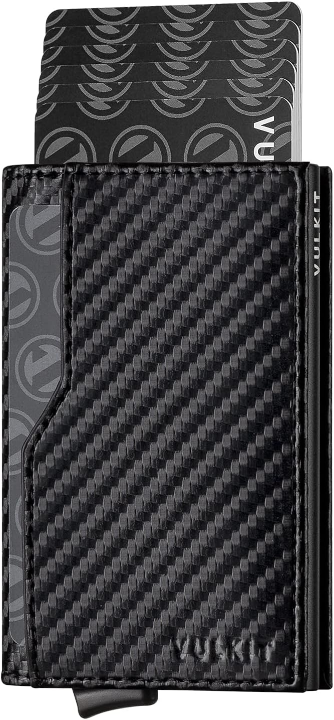 VULKIT Card Holder Wallet with Double ID Windows RFID Blocking Pop Up Wallet Minimalist Design for 12 Cards