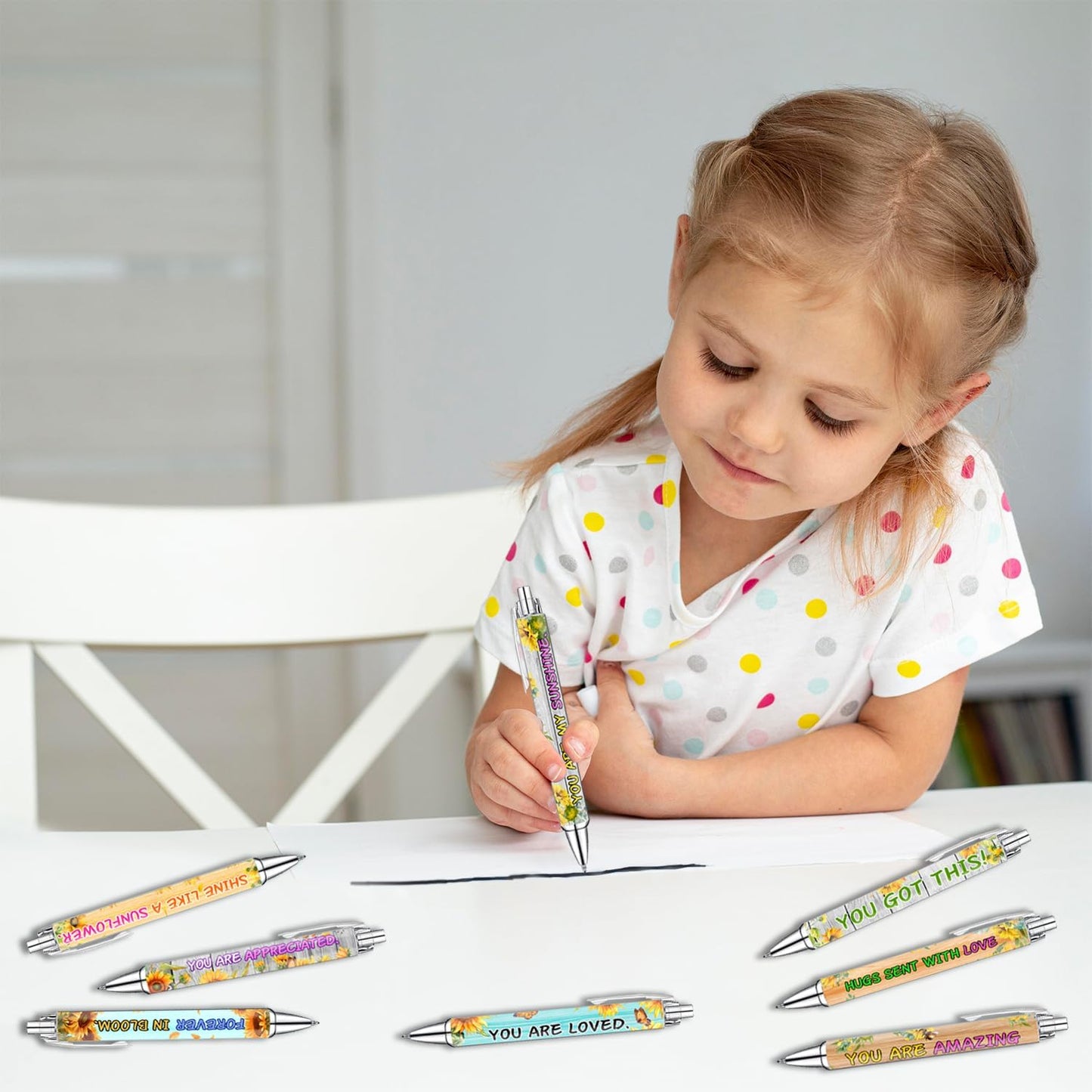 Idealmuzik Sunflower Pens Set – Bright Sunshine -Themed Ballpoint Pens for Girls, Teachers, and Flower Lovers – Smooth Writing Stationery for School, Office, or Journaling – Gift for Women