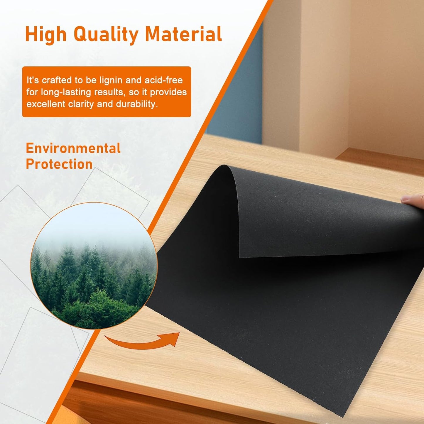 100 Sheets Black Cardstock 8.5 x 11 Certificate Paper, 75lb Premium Printer Paper Card Stock for Invitatins, Crafting, Memus, DIY Making Cards, School Scrapbooking, Graduations