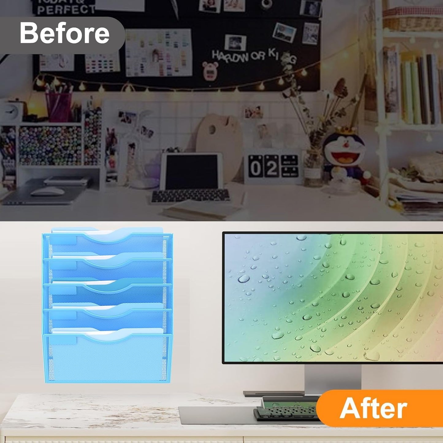 Kuntine.B Wall File Organizer Office Hanging Magazine Holder Wall File Organizer for Office Home (Blue, 5 Tier)