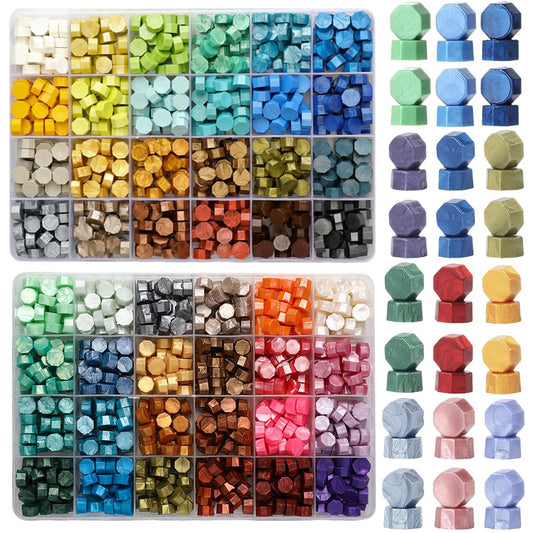 1200pcs Wax Seal Beads,48 Assorted Color Sealing Wax Beads Ideal for Seal Stamp Wedding Letter Envelope Decor Wine Bottle Sealing (Mix Color)