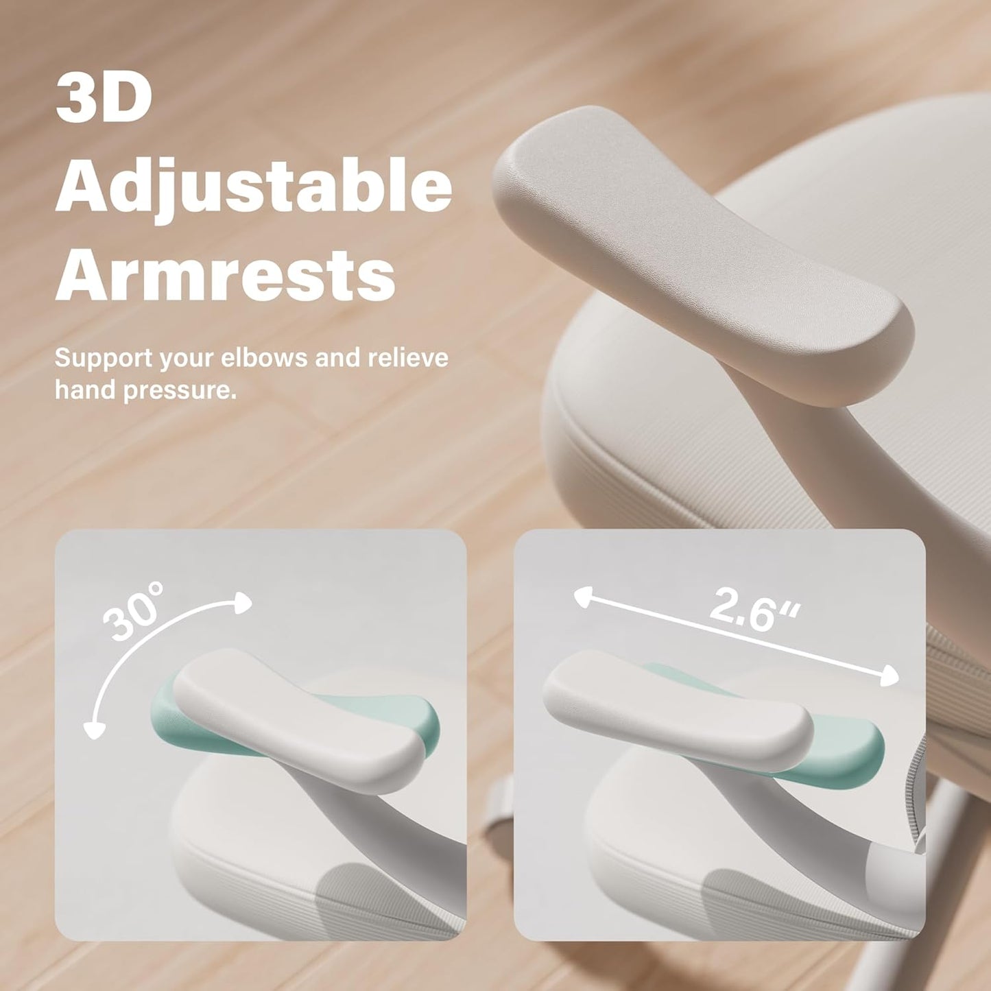 GYI Computer Desk Chair, Ergonomic Office Desk Chairs with Mesh Back, Adjustable Lumbar Support, Height, 3D Flip-up Arms, Wheels, Rocking Function (All White)