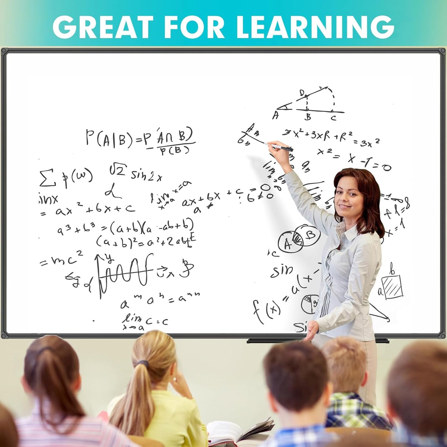 JILoffice Large Magnetic White Board, Dry Erase Board 72 x 48 Inch, Black Aluminum Frame Wall Mounted Board for Office Home and School