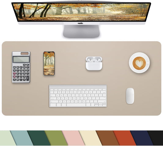 PULeather Non-Slip Desk Mat, Large Mouse Pad & Laptop Desk Pad - Waterproof Writing Pad for Office & Home (Beige, 35.4" x 17")