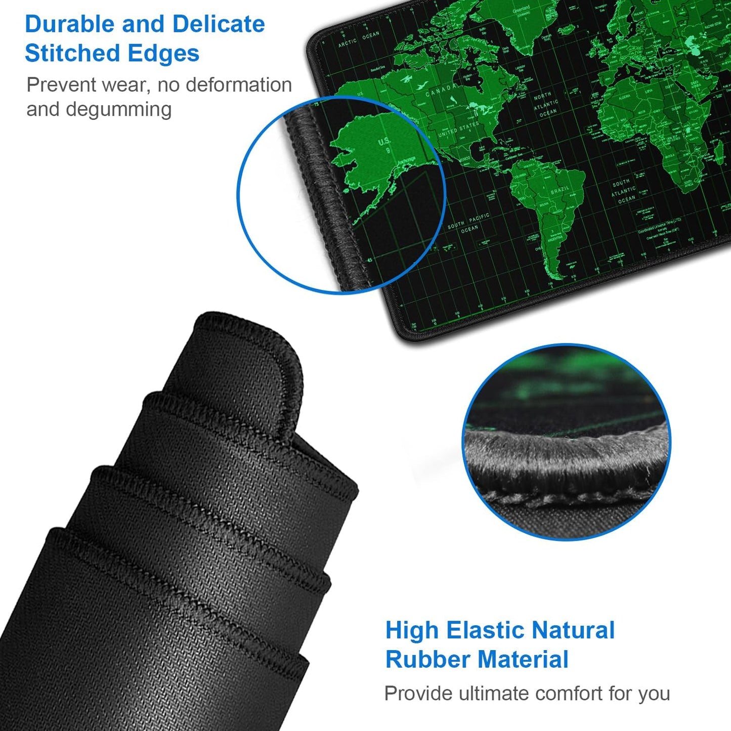 Large Gaming Mouse Pad, 31.5x15.7 inch Large Extended Computer Keyboard Mouse Mat, Water Resist Non-Slip Mousepad Rubber Base Long XXL Desk Mouse Pad for Work & Gaming, Office & Home, Green Map