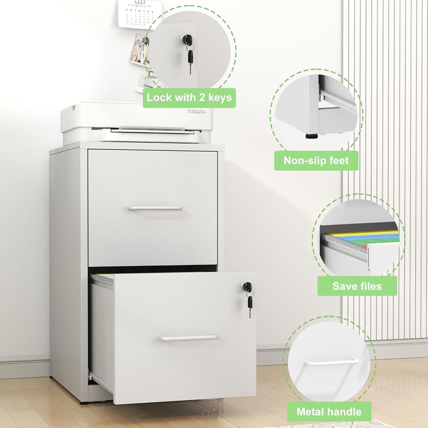 Metal File Cabinet with Drawer Heavy Duty Home Office Steel Vertical Filing Lockable Cabinets for Legal/Letter Size,Assembly Required