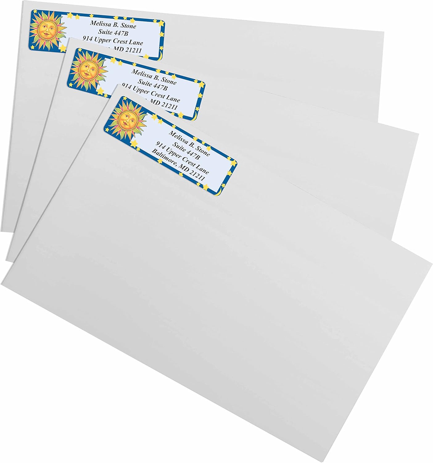 Celestial Blue Designer Rolled Address Labels with Elegant Plastic Dispenser