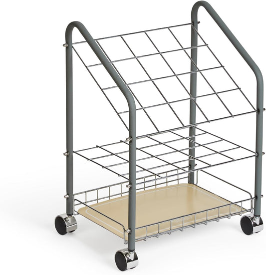 Safco Tubular Steel Wire Roll File Cart, Document and Blueprint Holder, 20 Compartment, Rolling Organizer Cart for Architectural Drawings, Construction Plans and Map Storage