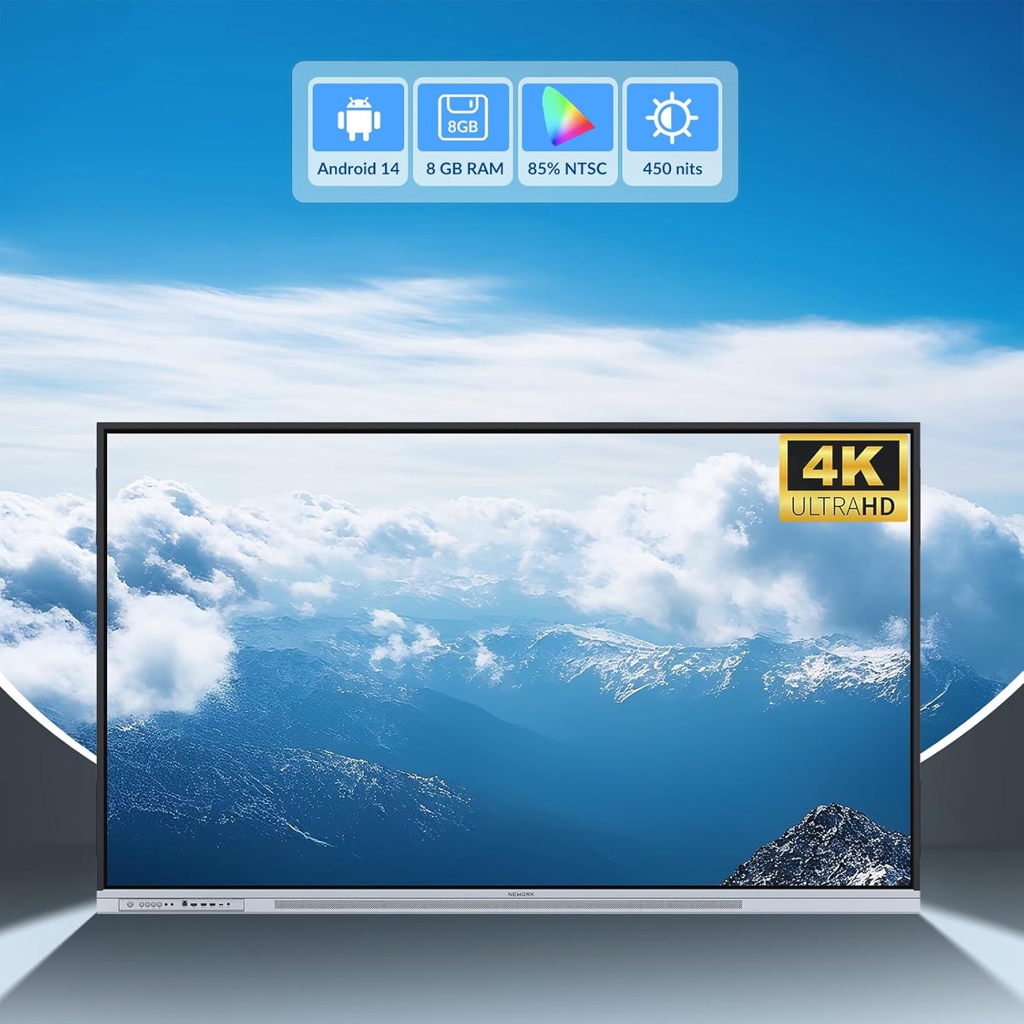 75 Inch 4K Smart Board - Google EDLA-Certified Interactive Whiteboard, Android 14, 50-Point Touch, Wireless Casting - Digital Whiteboard for Classrooms & Hybrid Offices (Board Only)