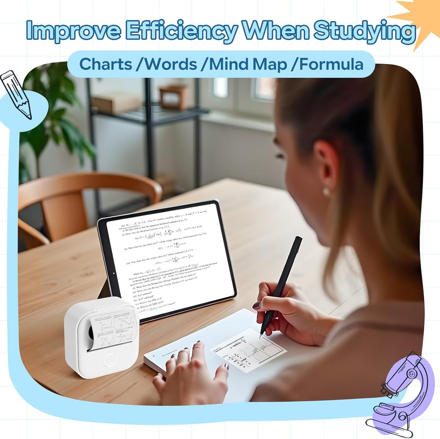 Print Pods Mini Printer, Sticker Maker Machine Y02C, Mini Portable Printer with 1 Roll Paper, Bluetooth Inkless Receipt for Phone, Thermal Portable Maker for Journal, Note, Photos, Learning