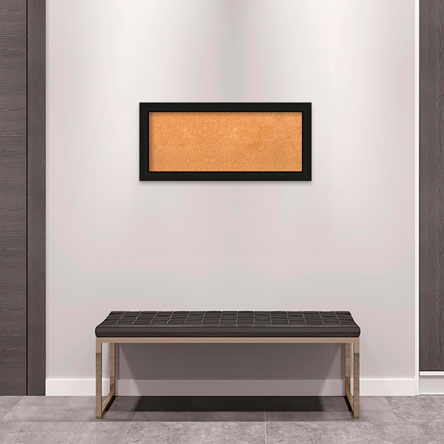 Amanti Art Natural Cork Board for Wall, 15x33 Vision Board with Black Wood Frame, Medium Corkboard Office Decor for Home Organization, Casual Corkboard Pinboard to display items for home organization