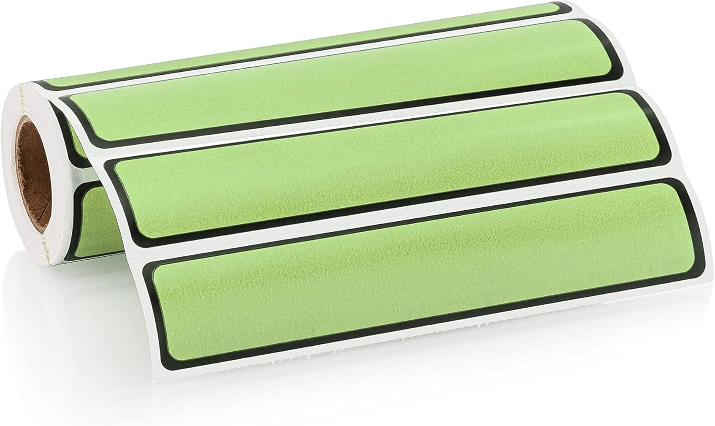 Carstens Adhesive Sticker Labels, 5 3/8” x 1”, Binder Labels for 1” Ring Binder Spines, Lime, Roll of 200