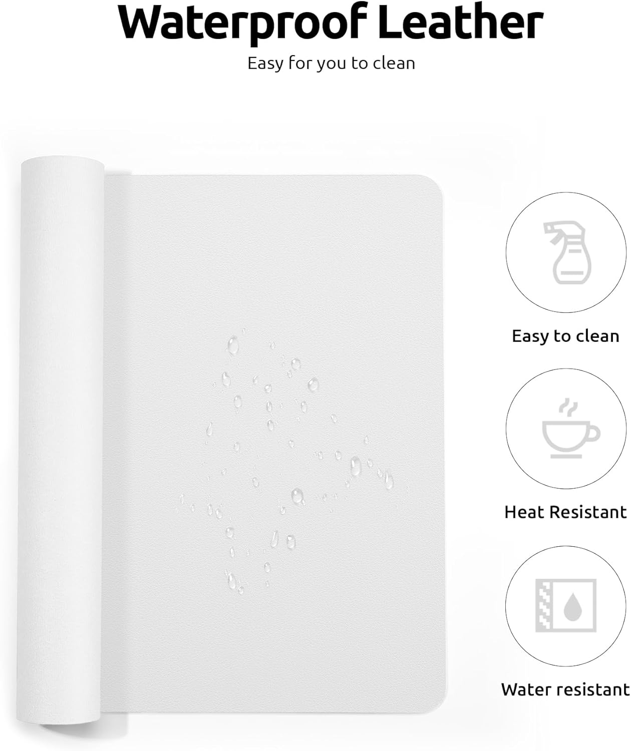 YSAGi Leather Desk Protector, Office Mat, Large Mouse Mat, Non-Slip PU Leather Blotter, Laptop Desk, Waterproof Writing Pad for Office and Home (White, 23.6" x 13.8")