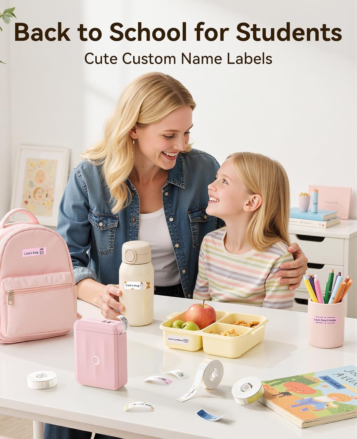 NIIMBOT Label Maker Machine Bluetooth Label Printer for School Home Office Organization, Wireless Mini Labeler D110 Upgraded Version, Label Machine with Label, Pink